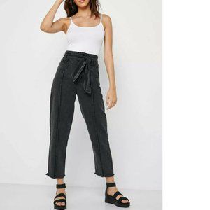 FOREVER 21 Women's est Size 28 Black Hi-Rise Paperbag Denim Tapered Leg Jeans